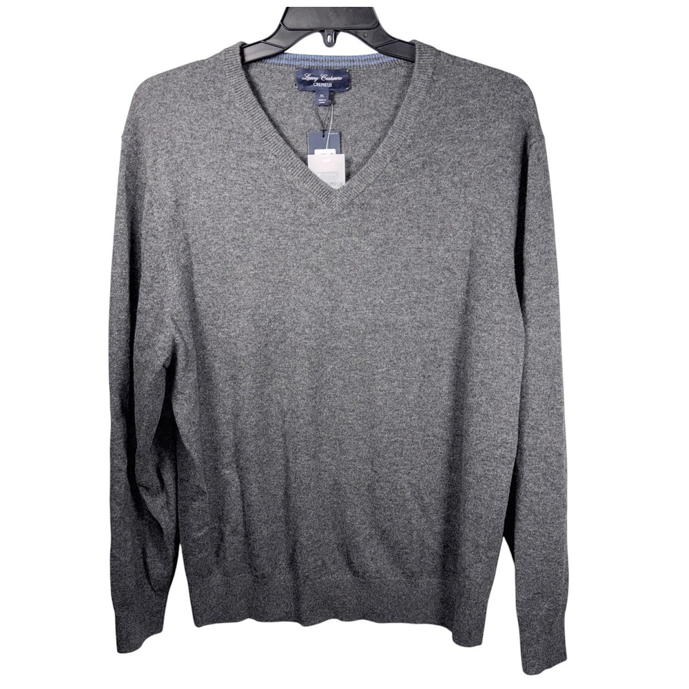 Daniel Cremieux Mens XL Gray V-Neck Cashmere Pullover NWT